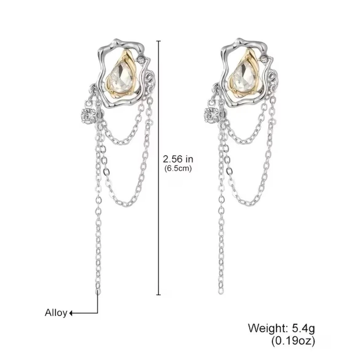 Crystal Drop Earrings with Layered Chain Tassels - photo 4