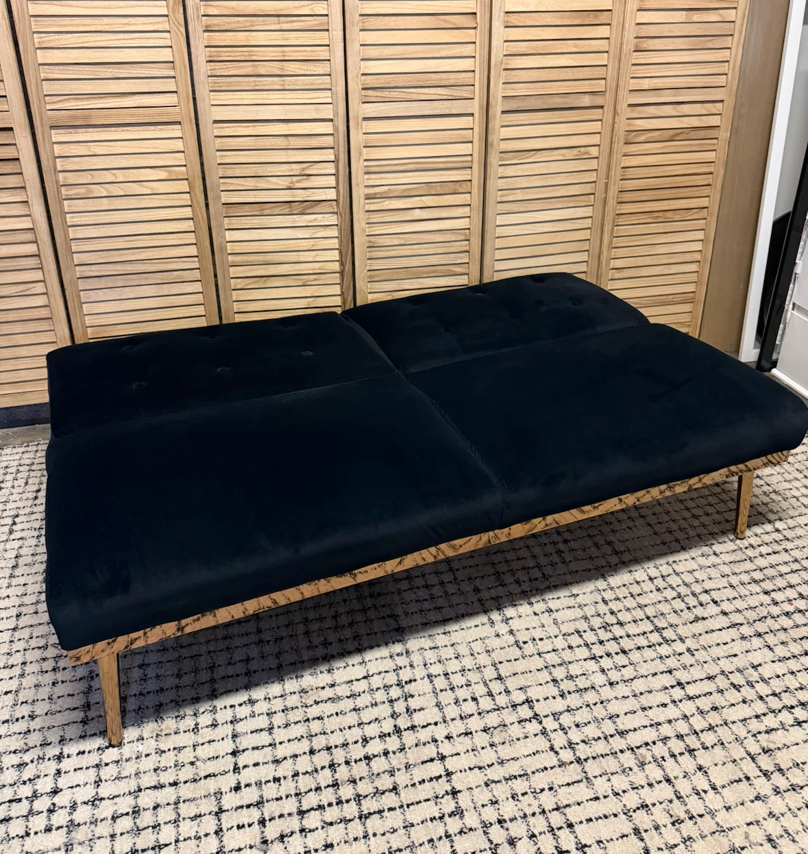 Navy Modern Velvet Futon Sofa Bed - photo 5
