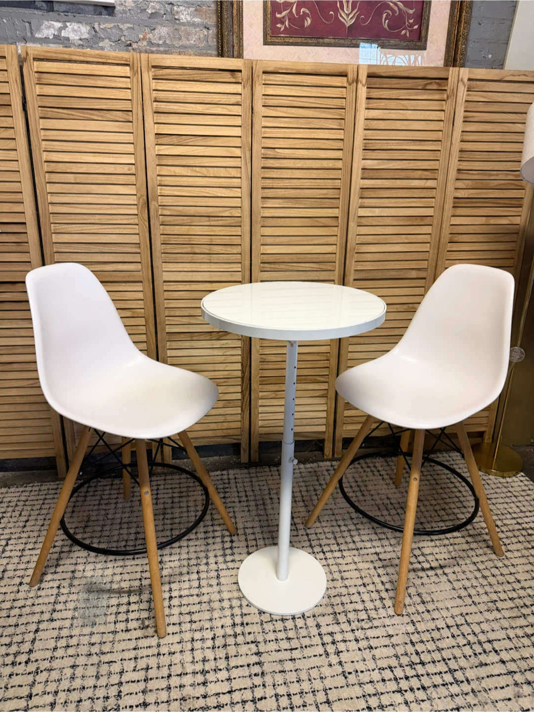 White Bar Table with 2 Chairs