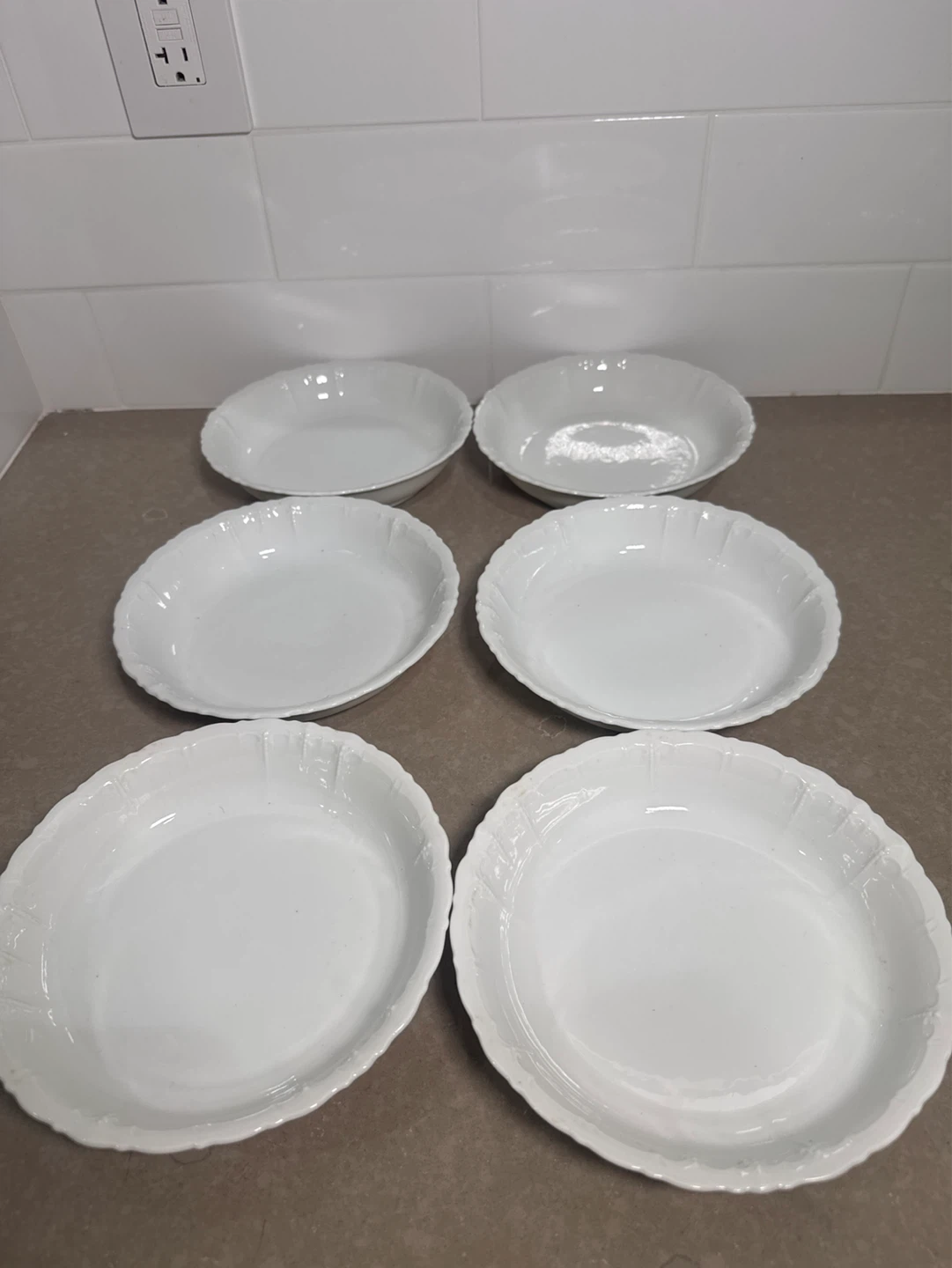 MZ Austria Set of 6 White Porcelain Pie Plates