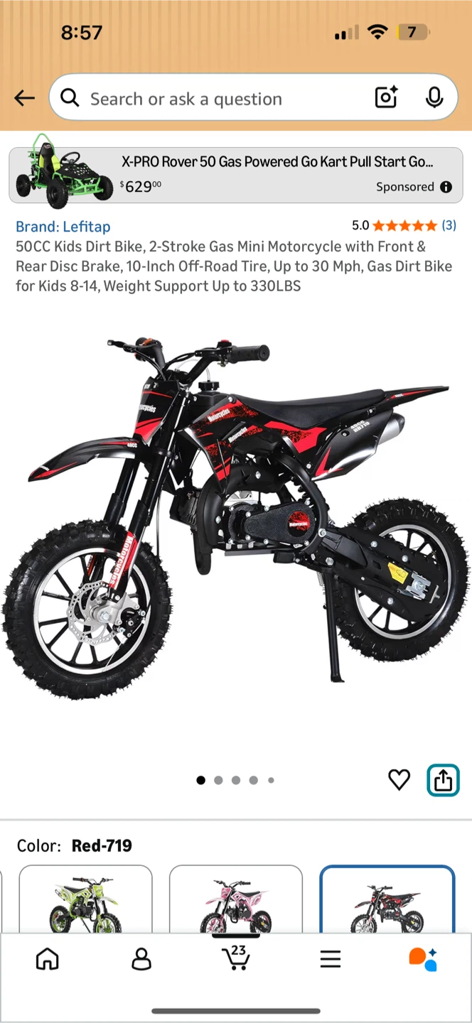 2-Stroke Gas Powered Mini Dirt Bike 35 MPH