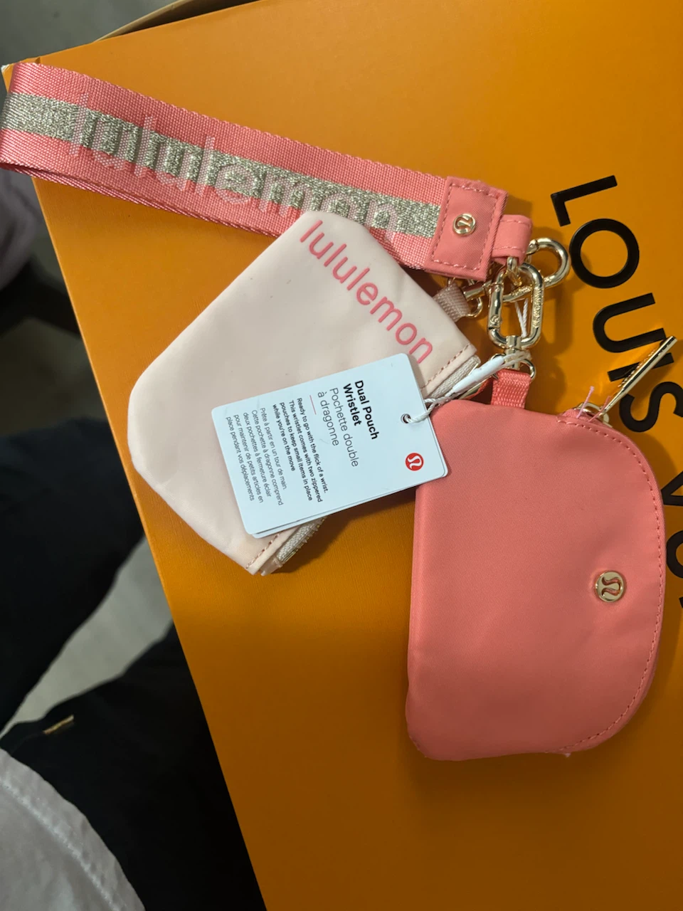 Lululemon Dual Pouch Wristlet - Light Pink & Coral