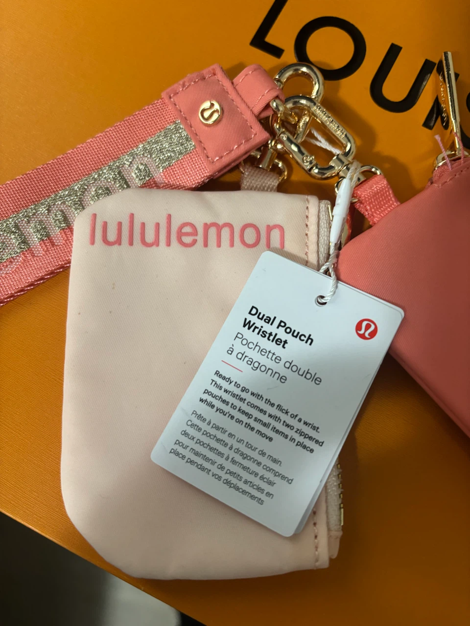 Lululemon Dual Pouch Wristlet - Light Pink & Coral - photo 2