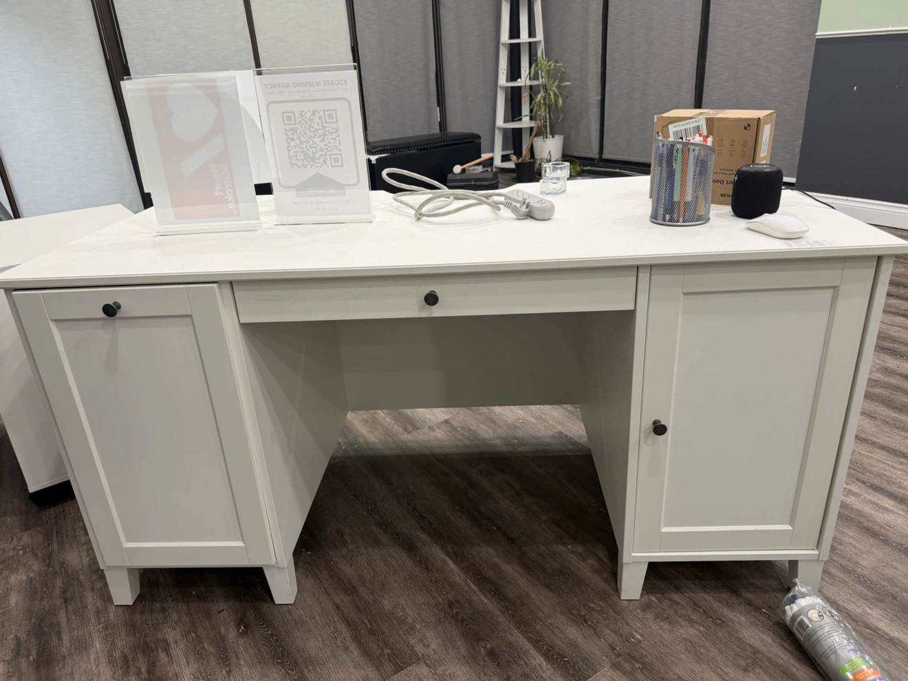 White Desk with Storage - photo 4