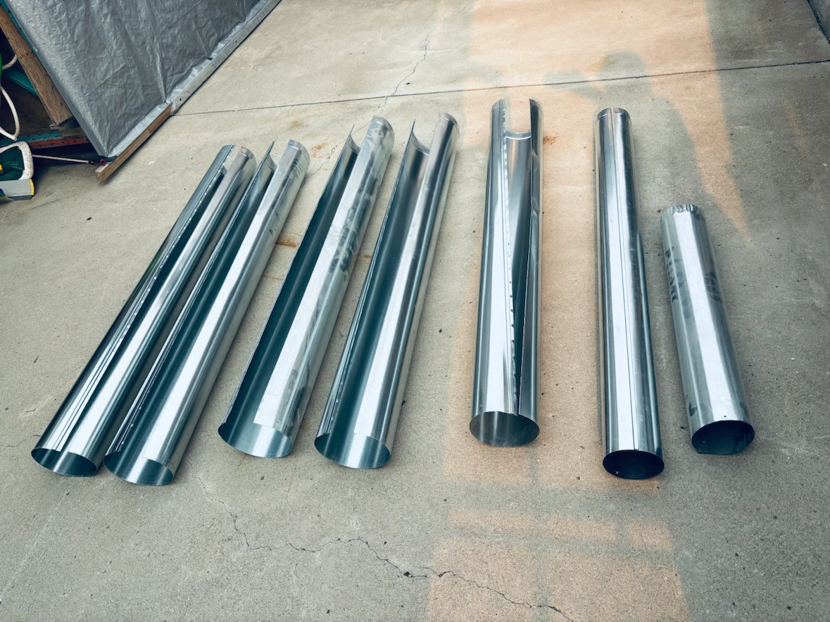 7  “4-inch” Galvanized Steel Snap-Lock HVAC Ducting Pipes