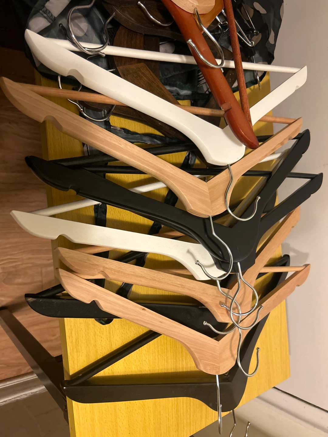 Assorted Wooden Clothes Hangers $15 per dozen