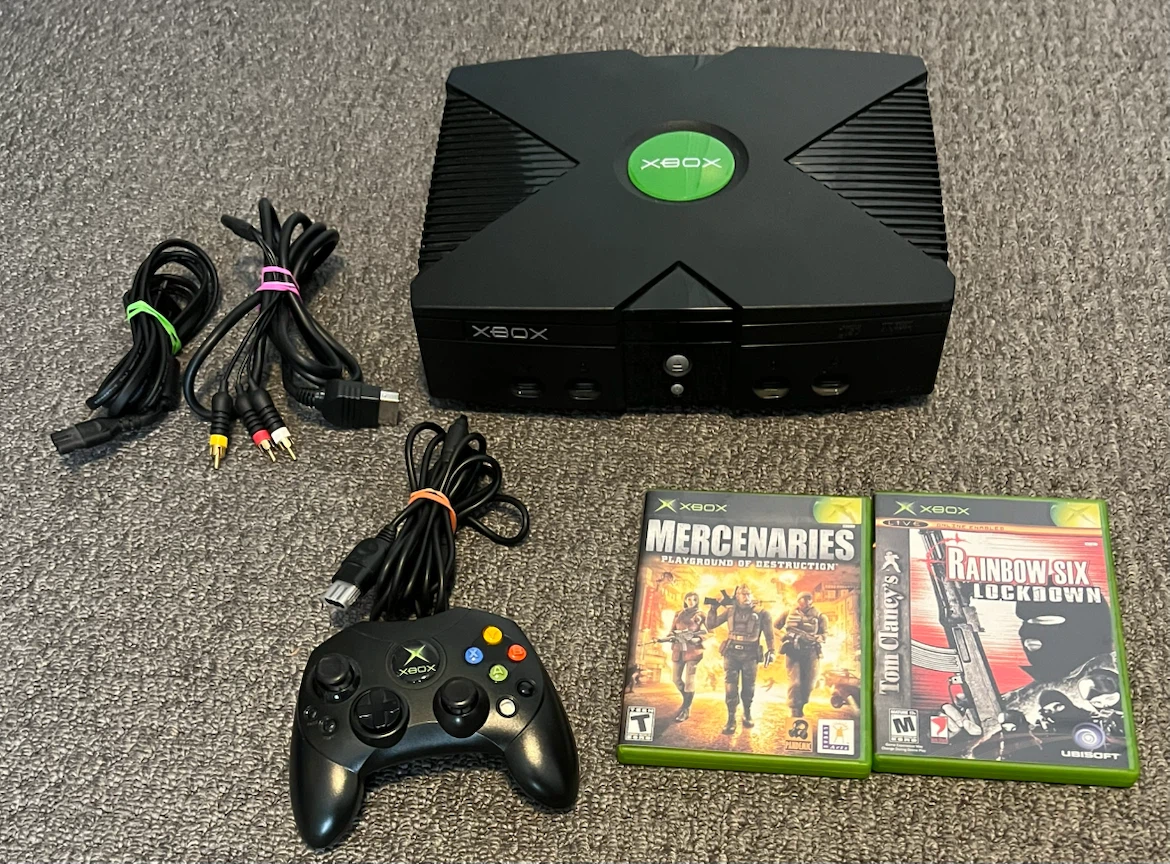 Original Xbox Console with Controller and Games