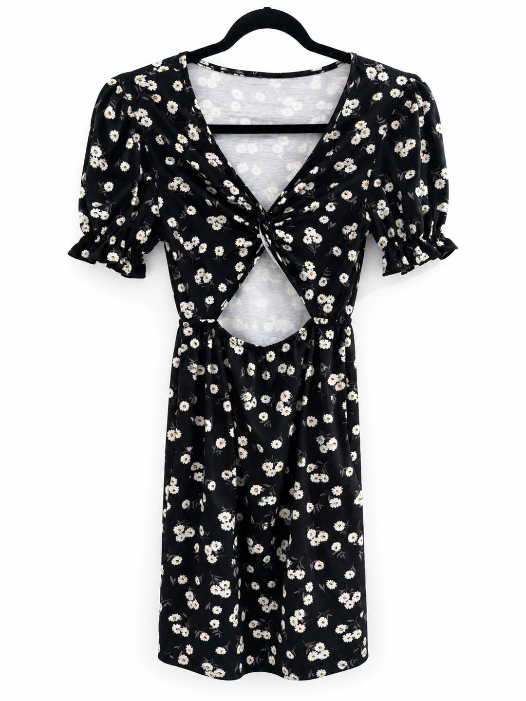 Black Floral Cutout Midi Dress
