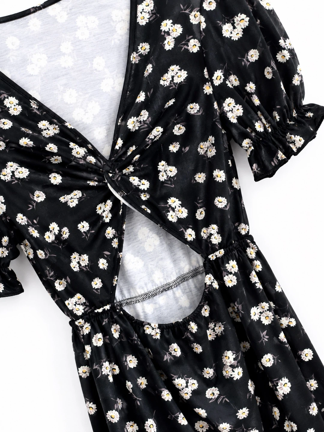 Black Floral Cutout Midi Dress - photo 2