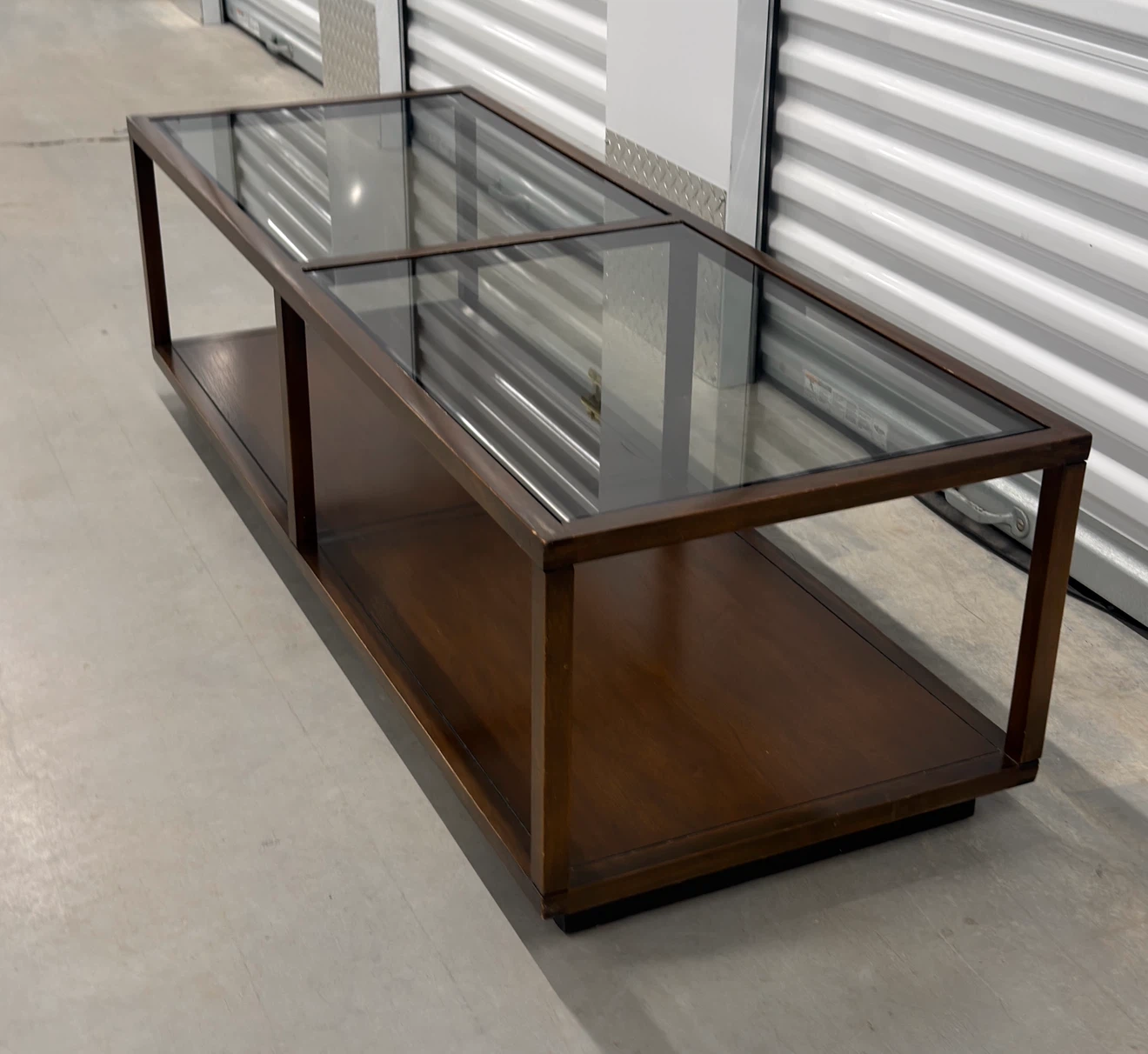 Glass Top Coffee Table with Lower Storage Shelf