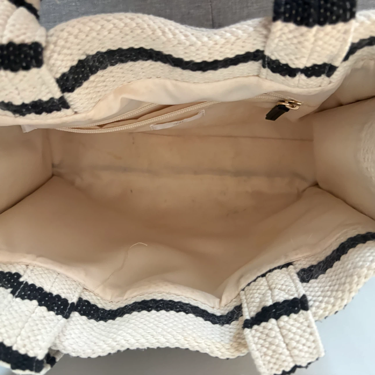 H&M Striped Tote Bag with Faux Leather Handles - photo 4