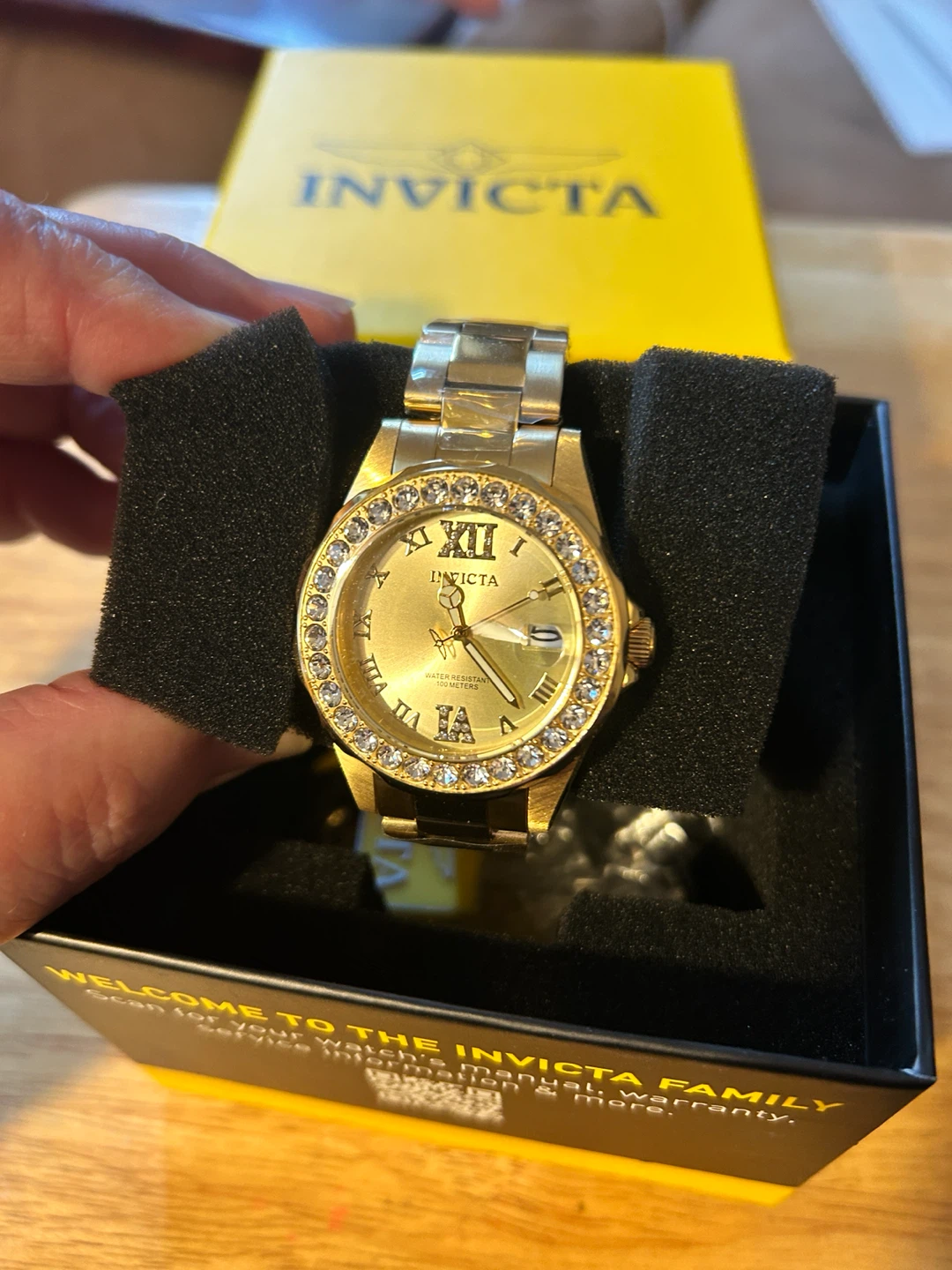 Invicta Gold Tone Watch w/ crystal accents