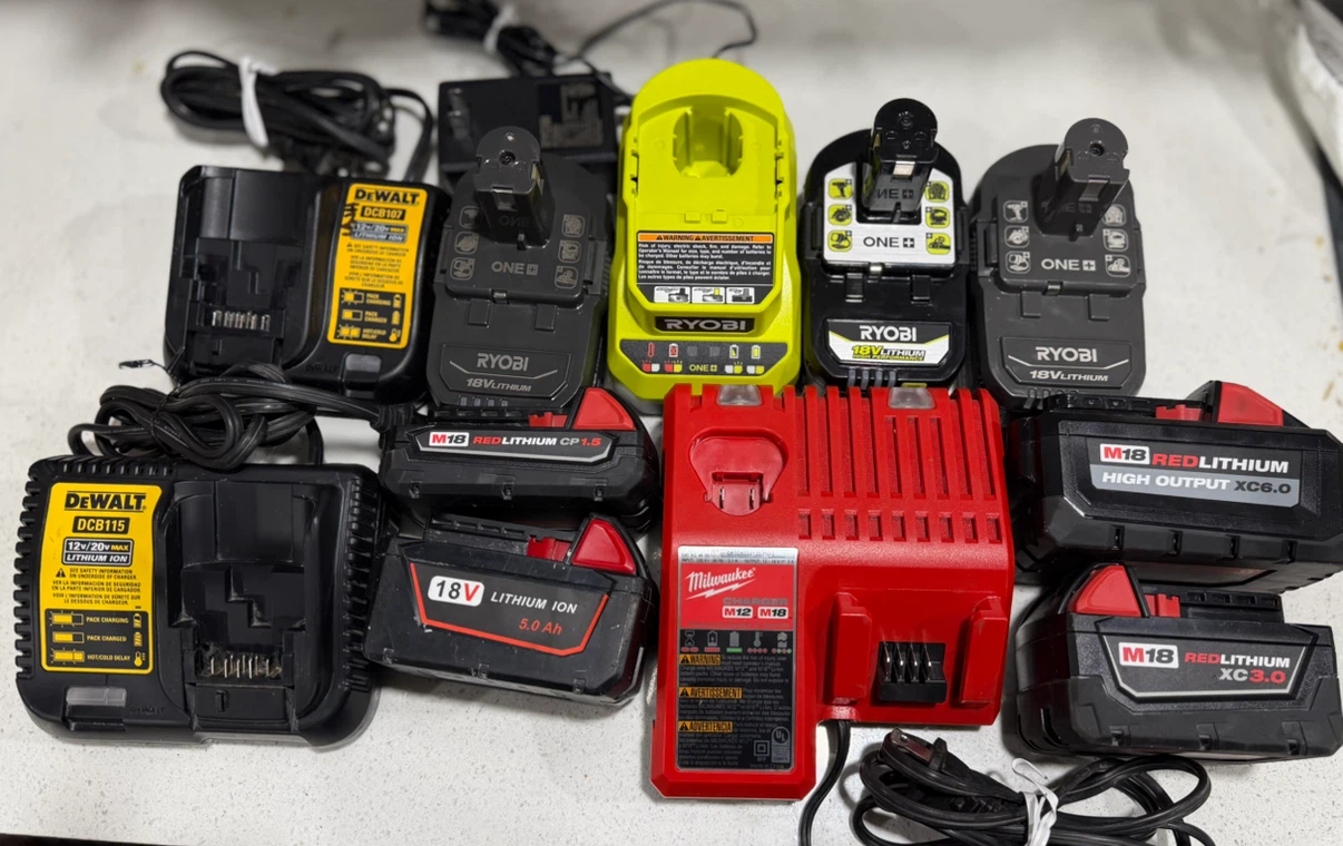 Milwaukee • Ryobi • DeWalt Batteries & Chargers