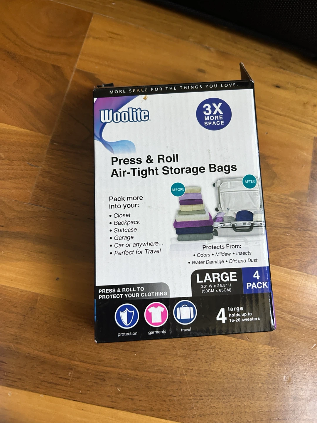 Woolite Press & Roll Air-Tight Storage Bags - Large (4 Pack)