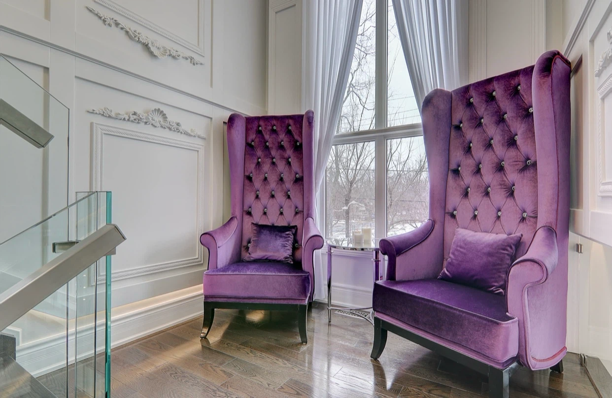 Purple Velvet Tufted Wingback Accent Chairs (Set of 2)
