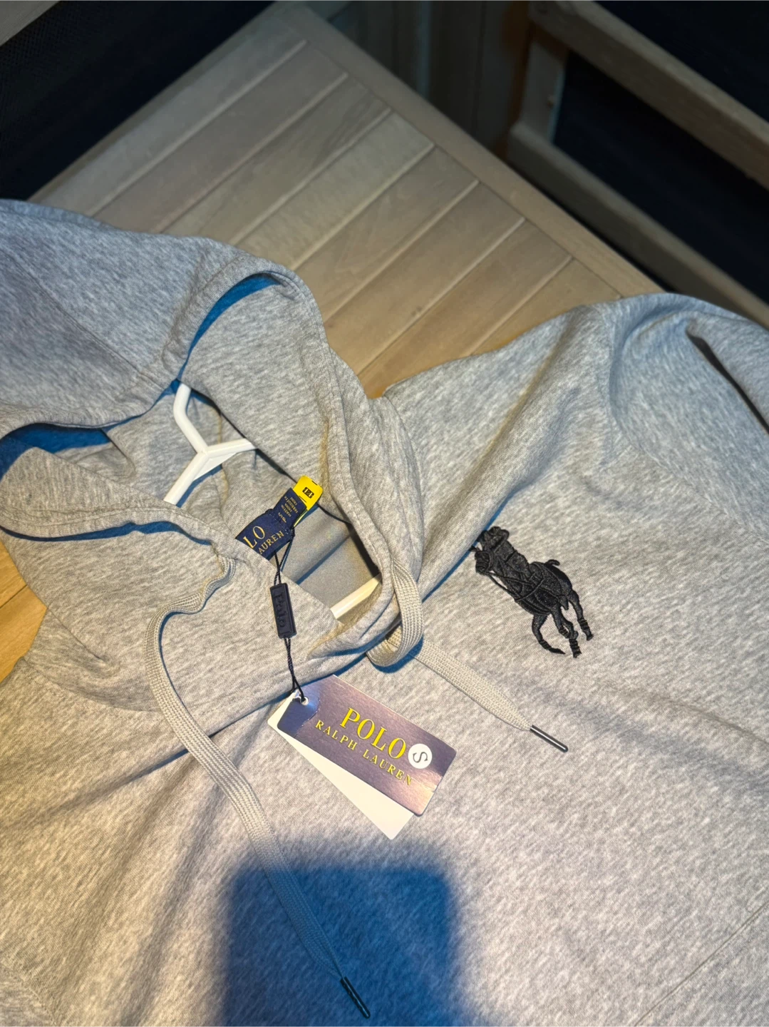 Grey Polo Ralph Lauren Hoodie with Pony Logo - photo 2