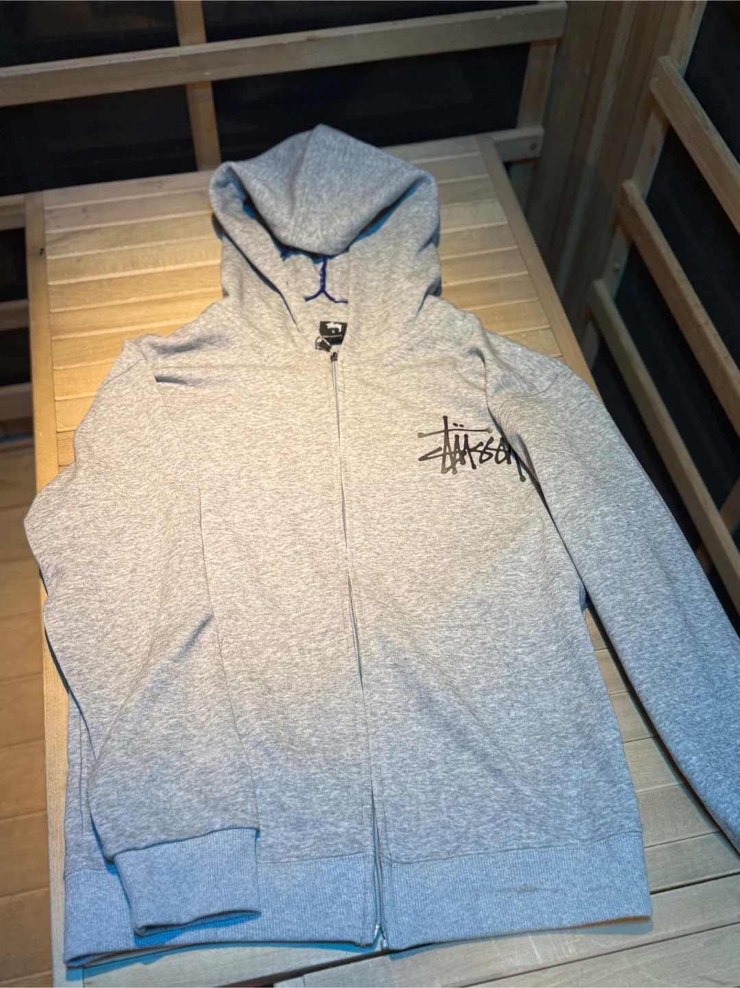 Stüssy Grey Zip-Up Hoodie