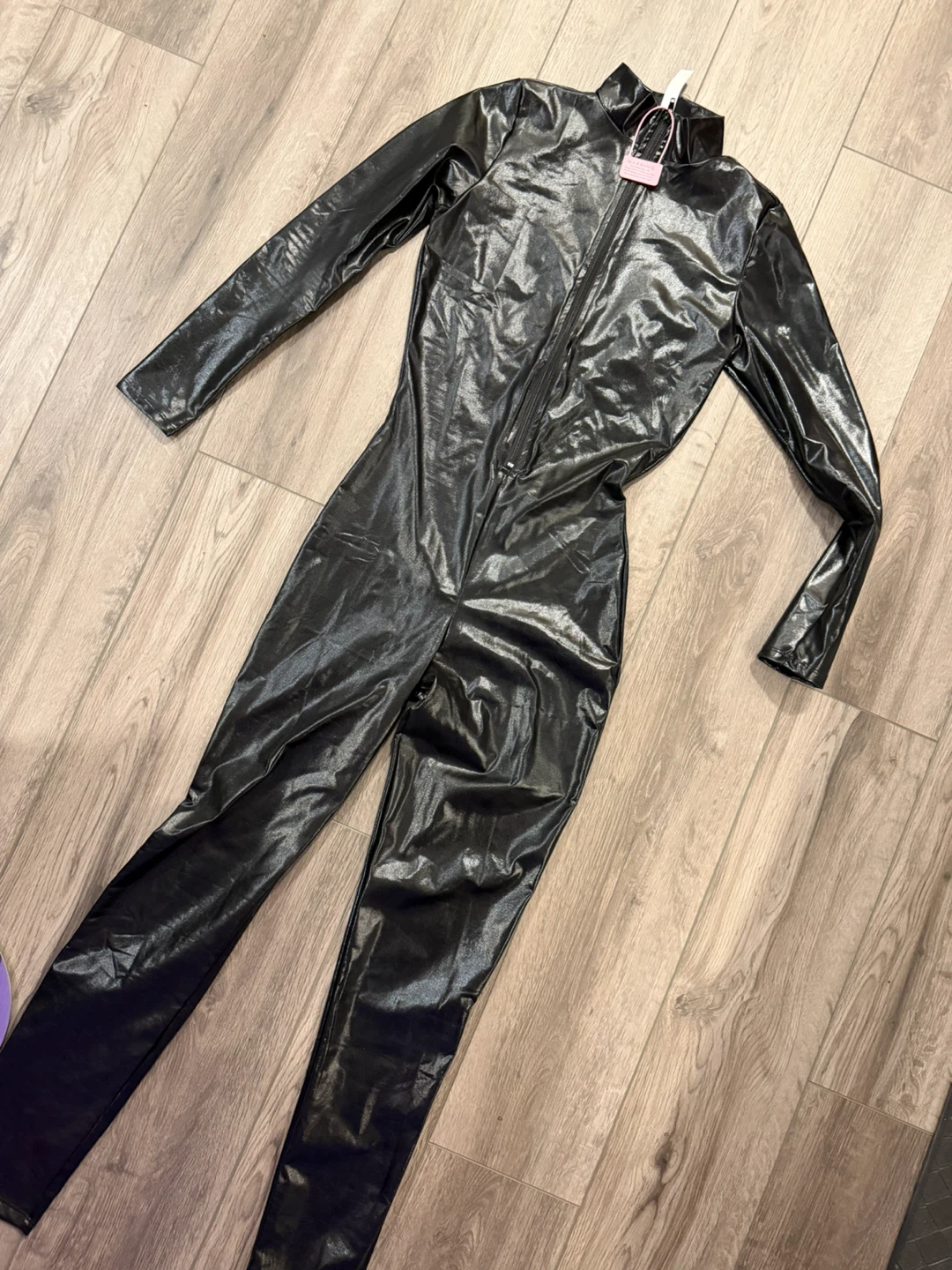 Black Faux Leather Catsuit