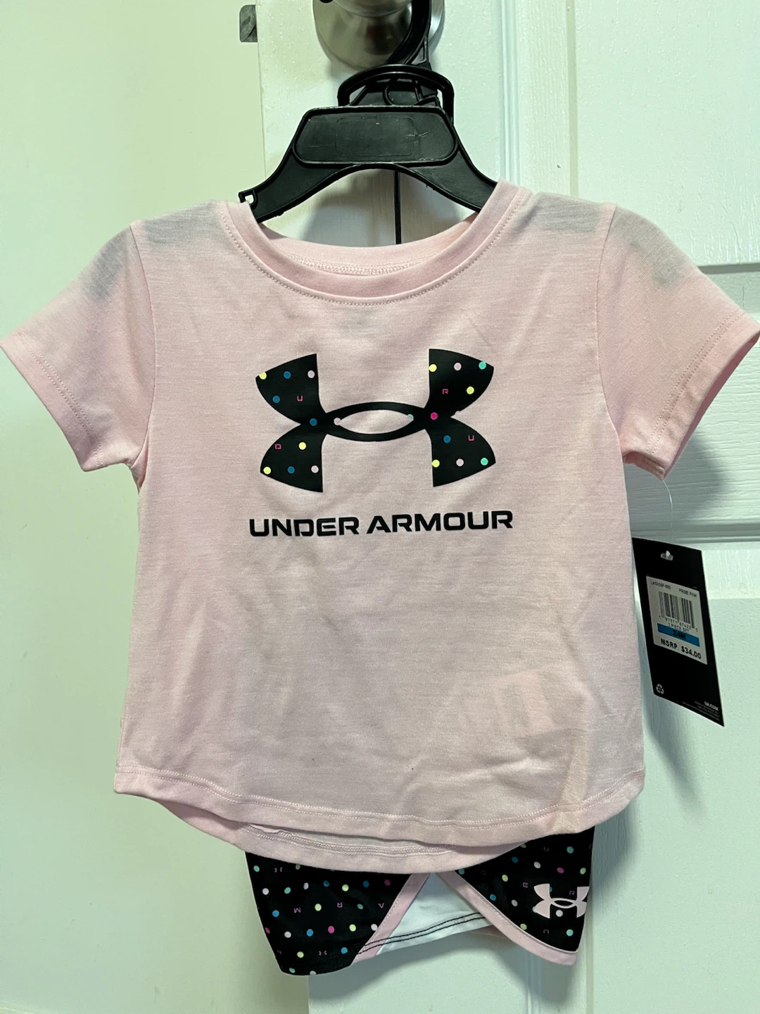 Under Armour Baby Girls Pink T-Shirt and Shorts Set - photo 2