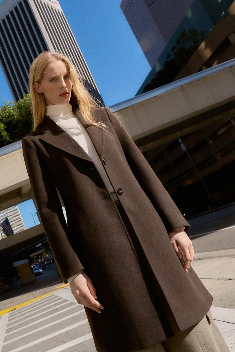 Zara Women's Brown Wool Blend Coat