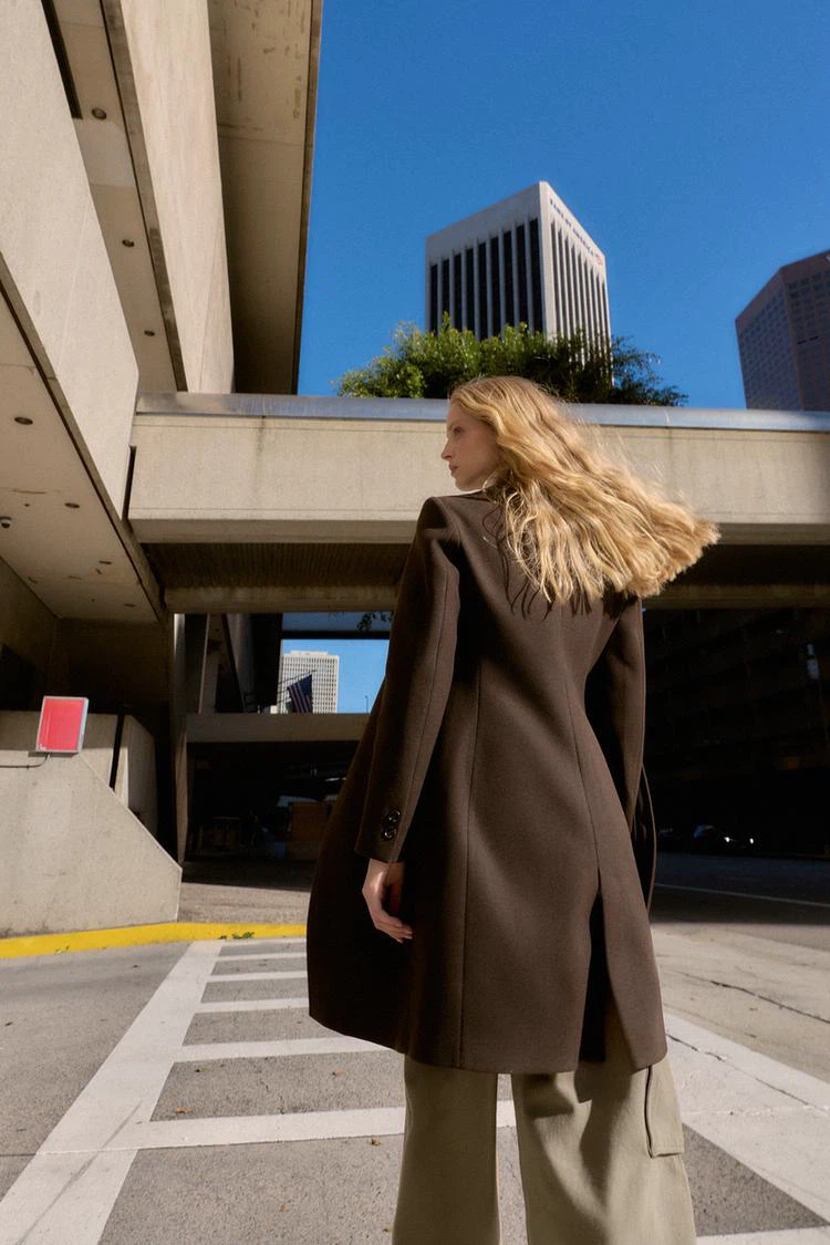 Zara Women's Brown Wool Blend Coat - photo 3