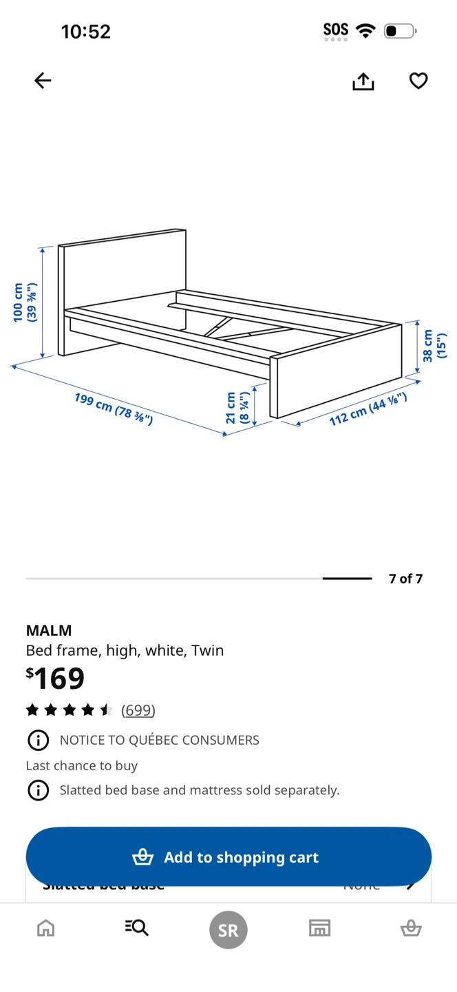 IKEA MALM Bed Frame, High, White, Twin - photo 2