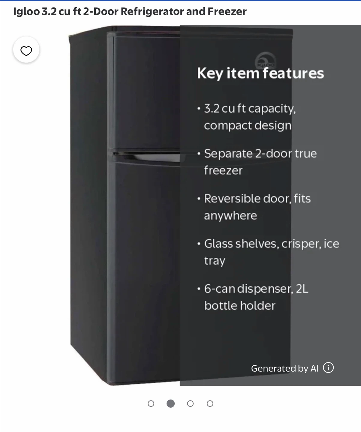 Igloo 3.2 cu ft 2-Door Mini-Fridge - photo 4