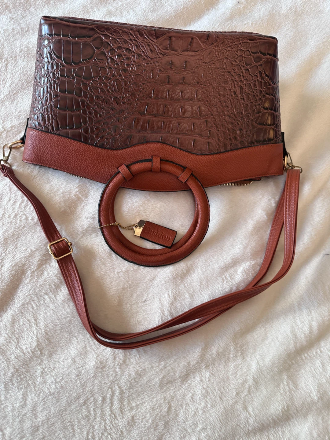Faux Crocodile Leather Handbag