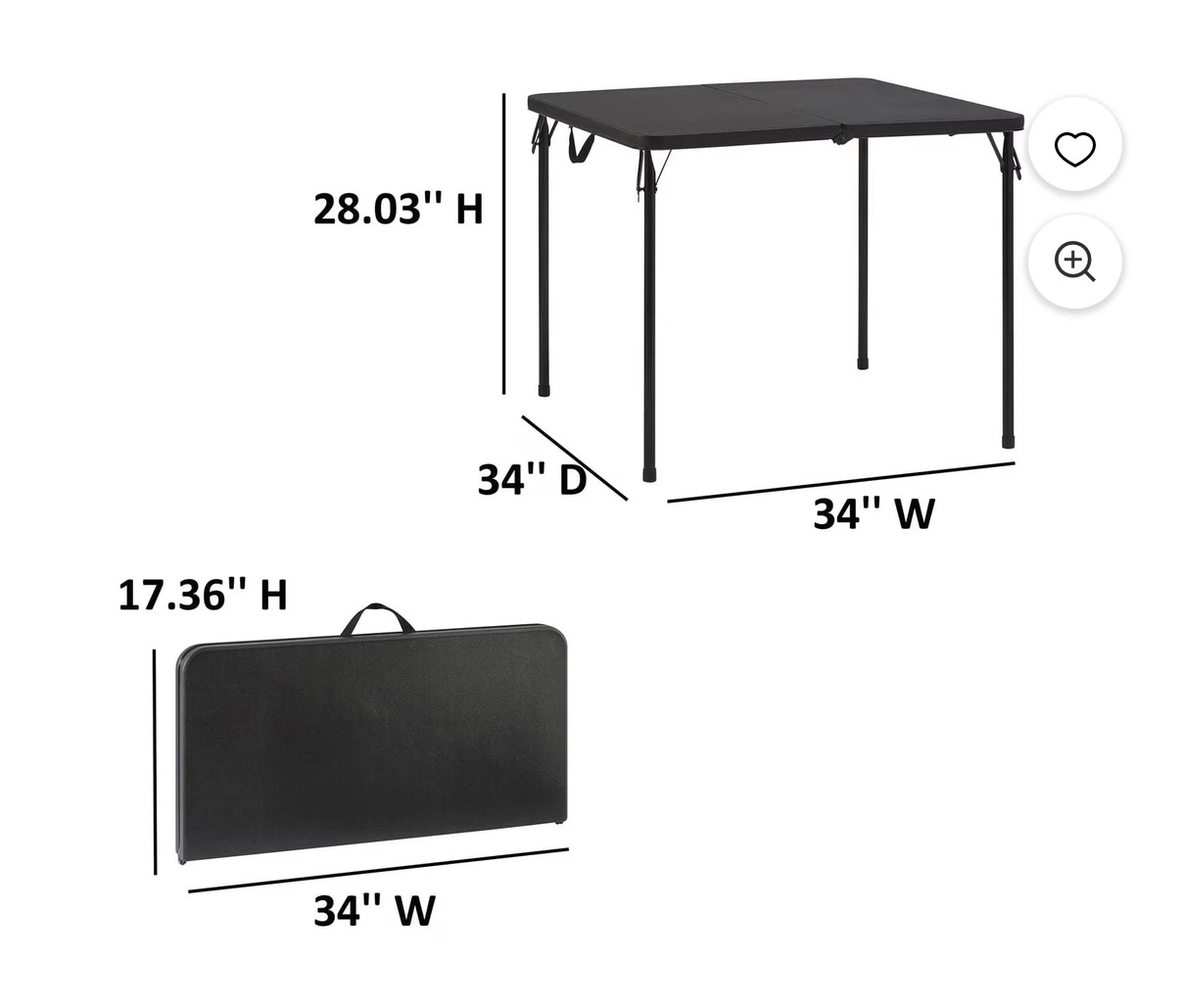 Mainstays Square Foldable Table lightweight - photo 2