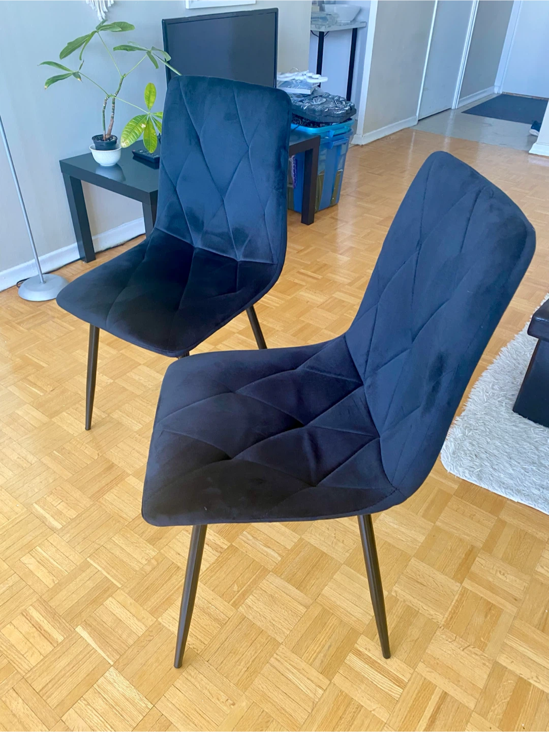 2 Black Velvet Dining Chairs - photo 2