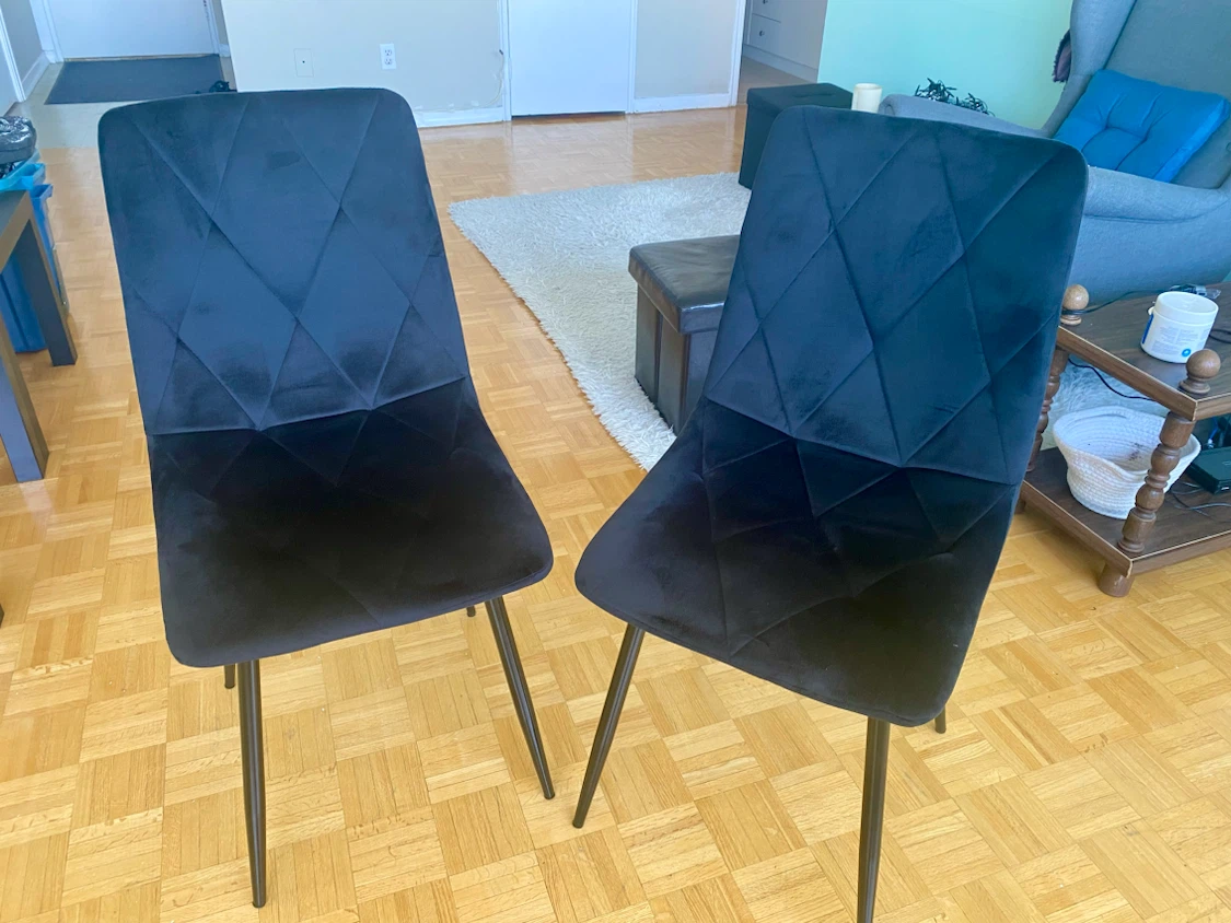 2 Black Velvet Dining Chairs - photo 3