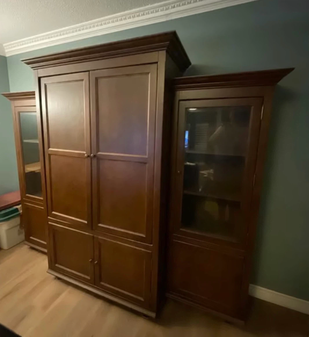Wooden 3 piece Display and  Storage cabinets
