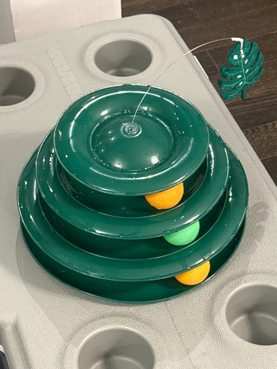 Green 3-Tier Cat Toy with Balls
