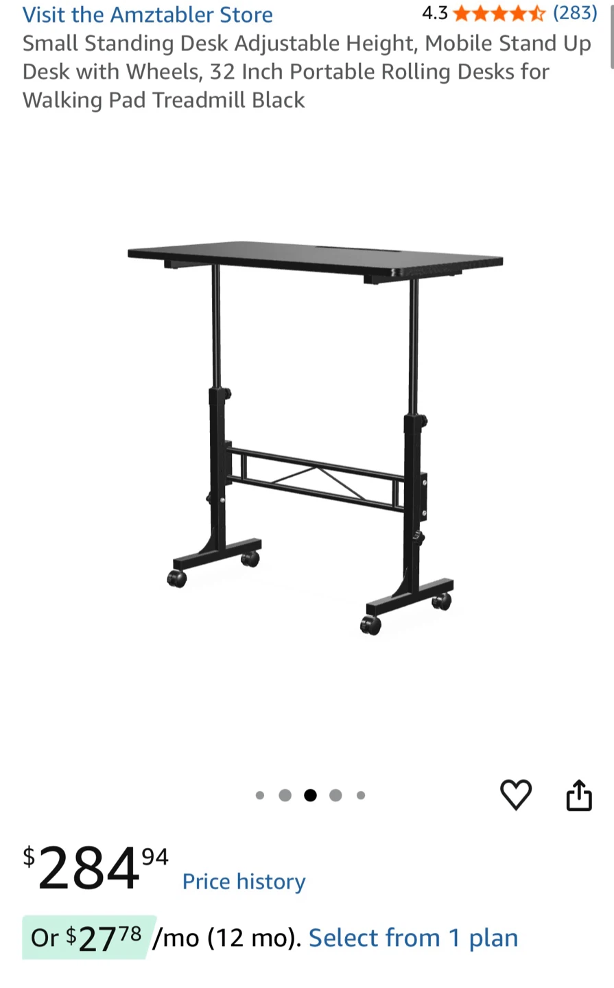 32” Standing Desk Adjustable Height Rolling Desk Black - photo 3
