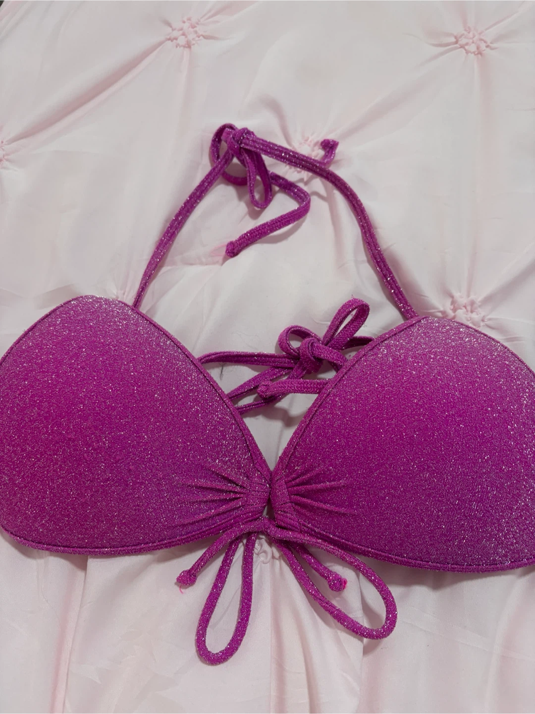 Sparkly Purple/Pink Halter Bikini Top