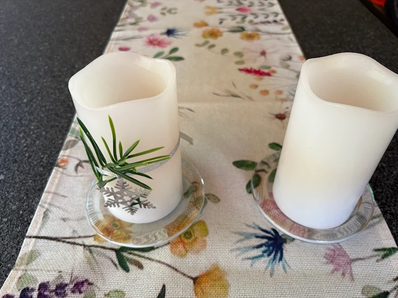 1 LED Flameless Candle with Winter Decor