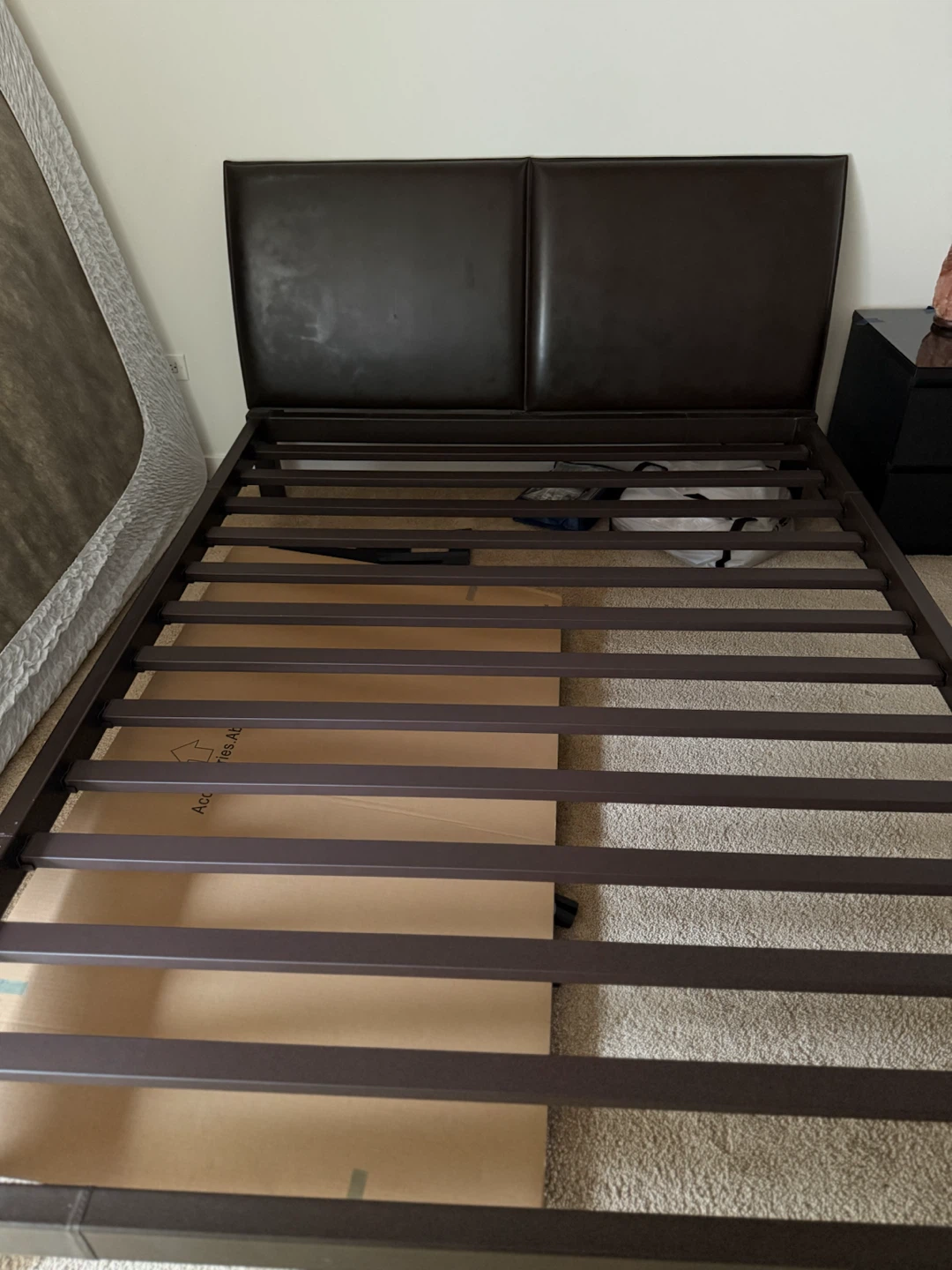 Queen bed frame from Room and Board
