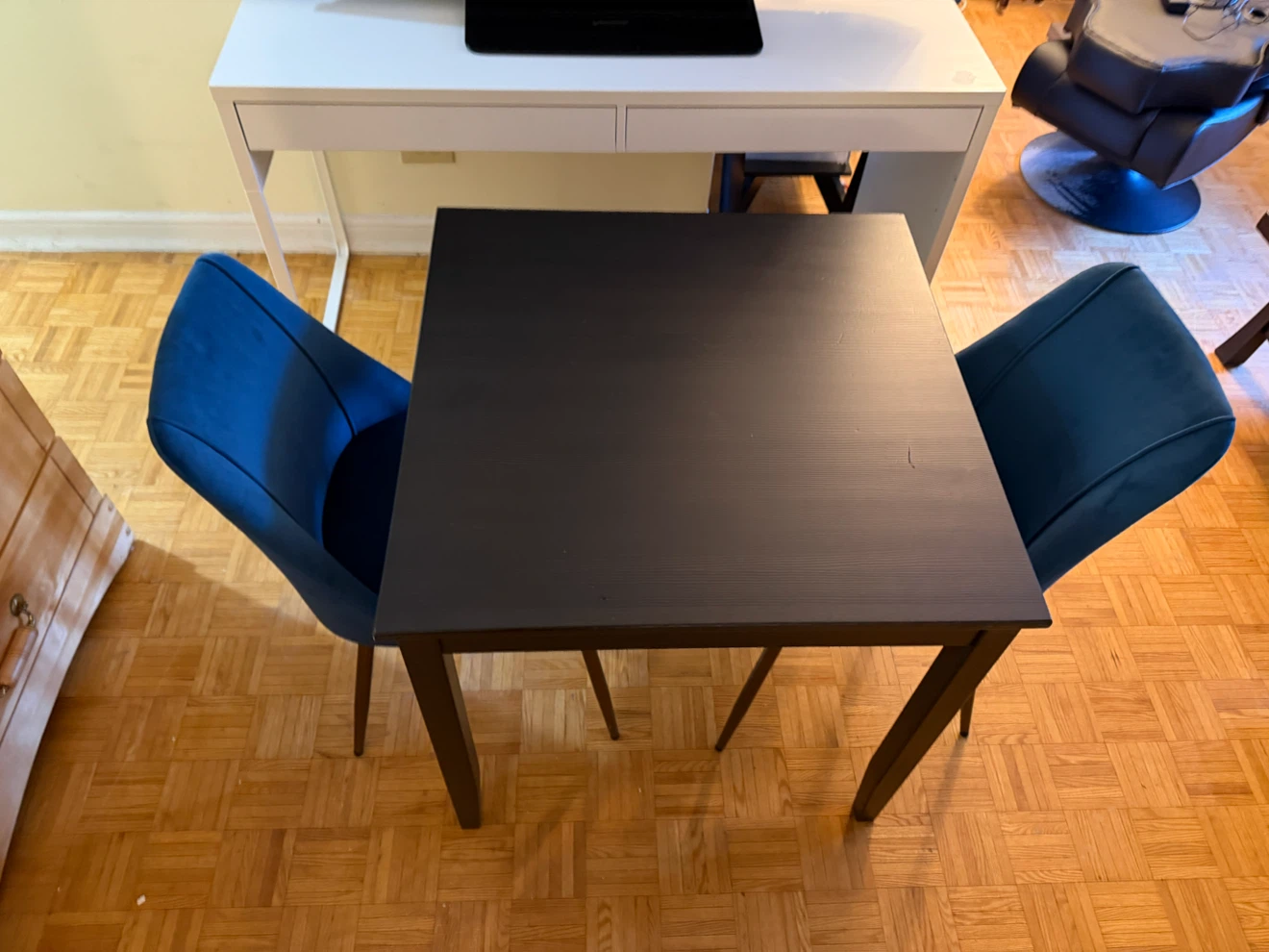 Black Square Dining Table with velvet chairs - photo 3