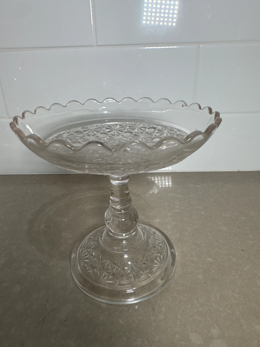 Crystal Glass Pedestal Cake Stand and Vase Set - photo 4