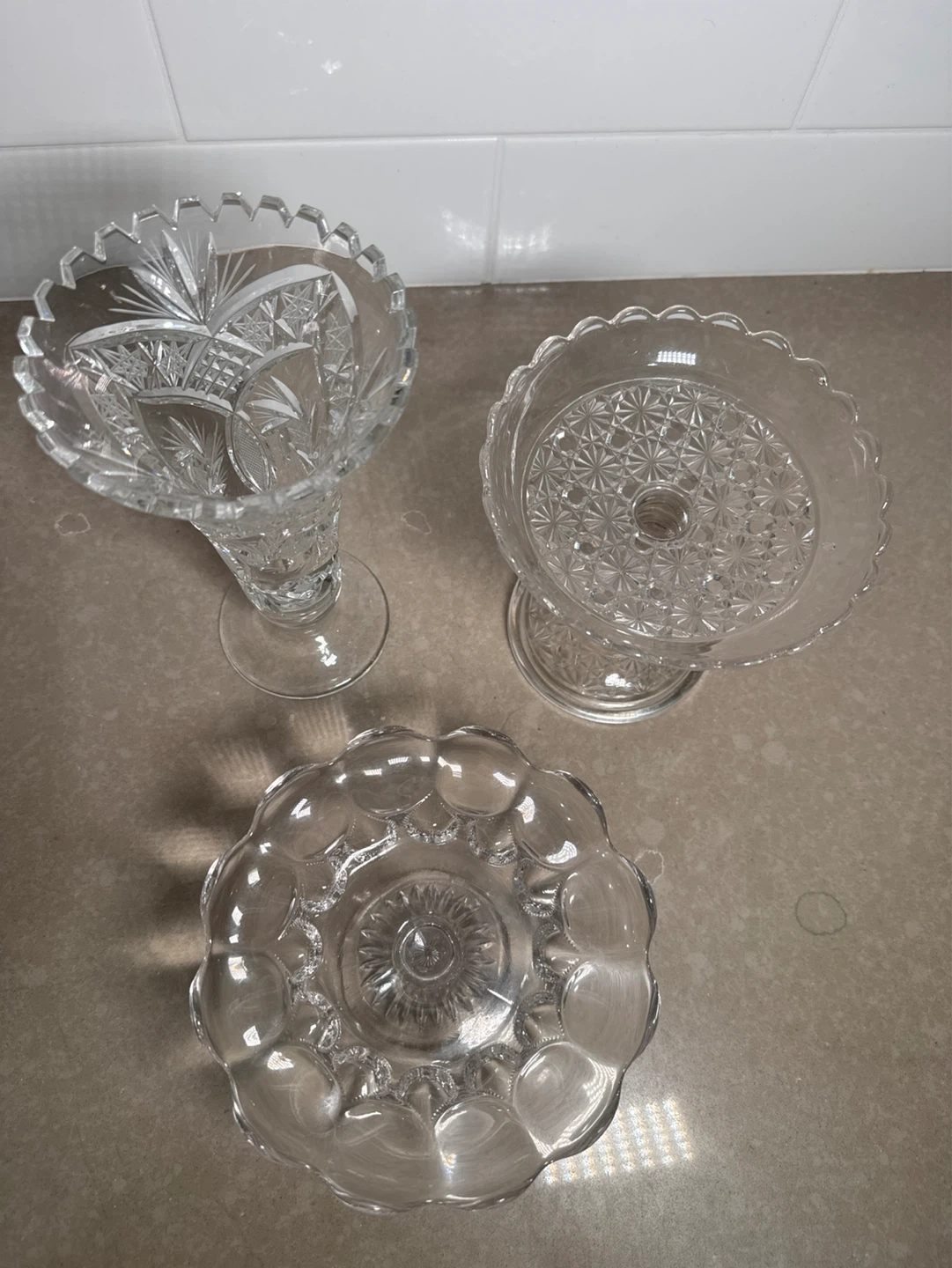Crystal Glass Pedestal Cake Stand and Vase Set - photo 5