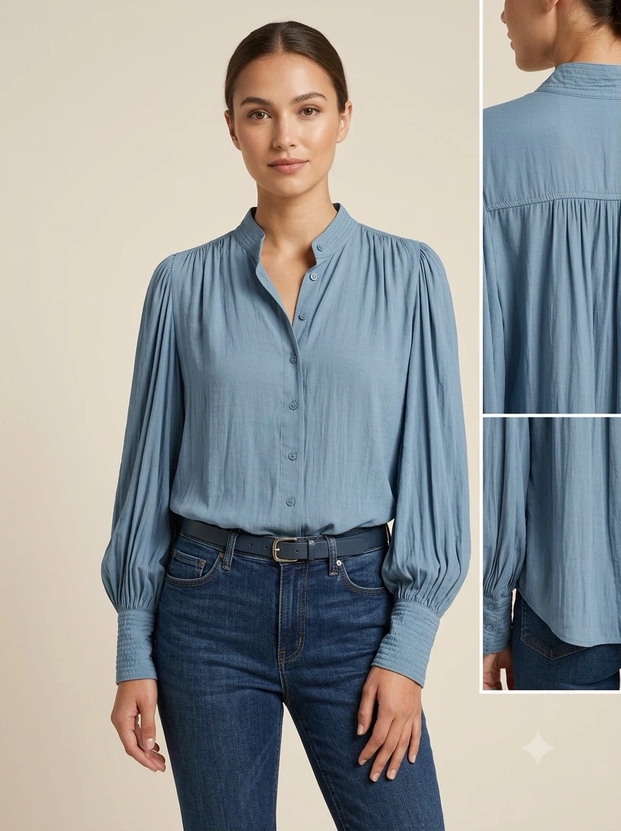 EUC Chic Banana Republic Petite Blue Blouse (size S)