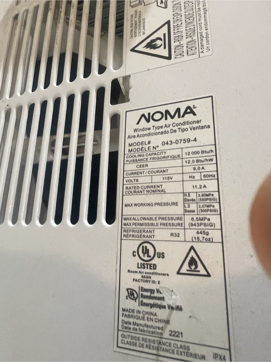Noma Window Air Conditioner 12000 BTU - photo 2