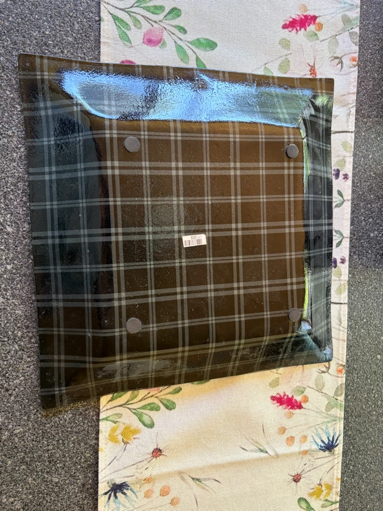 Plaid Glass Serving Platter, extra large