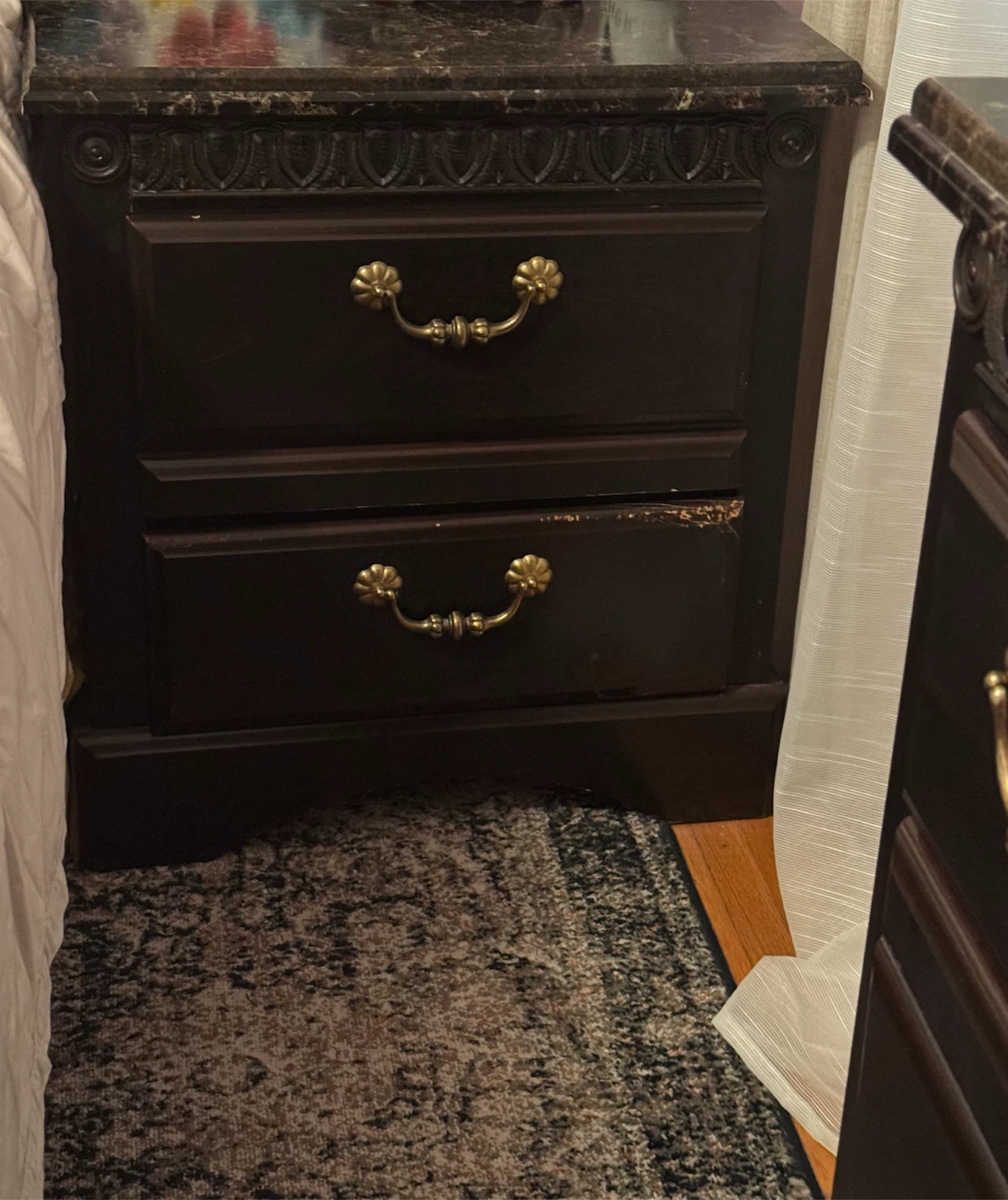 Dark Wood Bedroom Set - Dresser, Bed Frame & Nightstand - photo 3