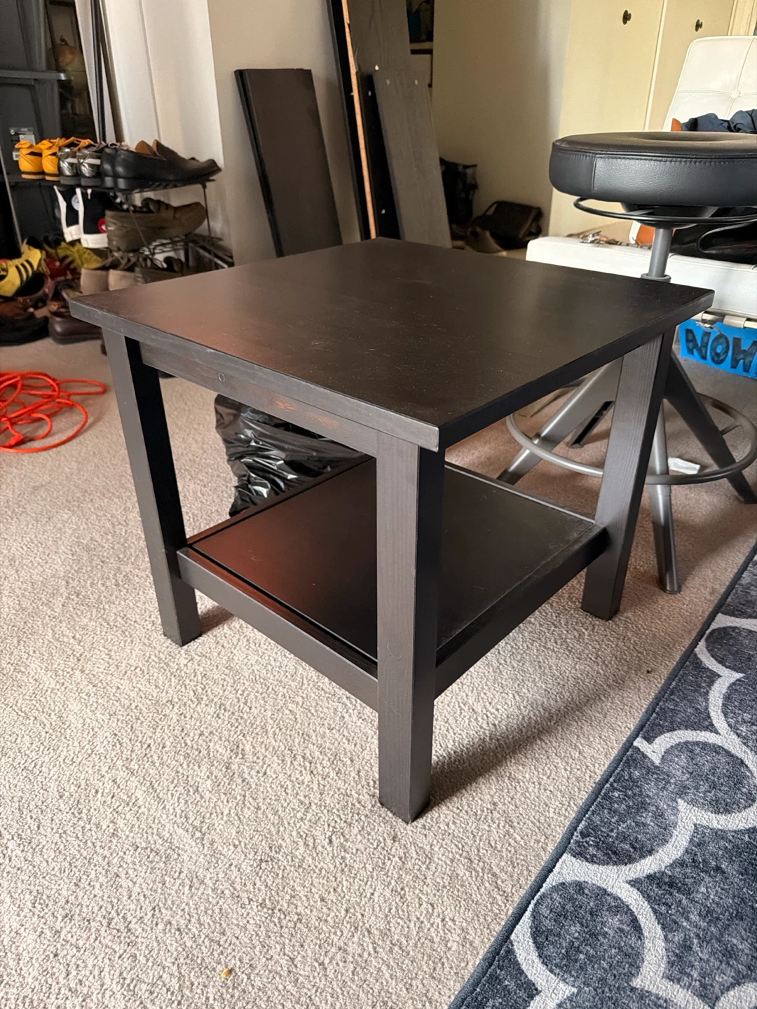 IKEA Dark Wood Side Table with Shelf