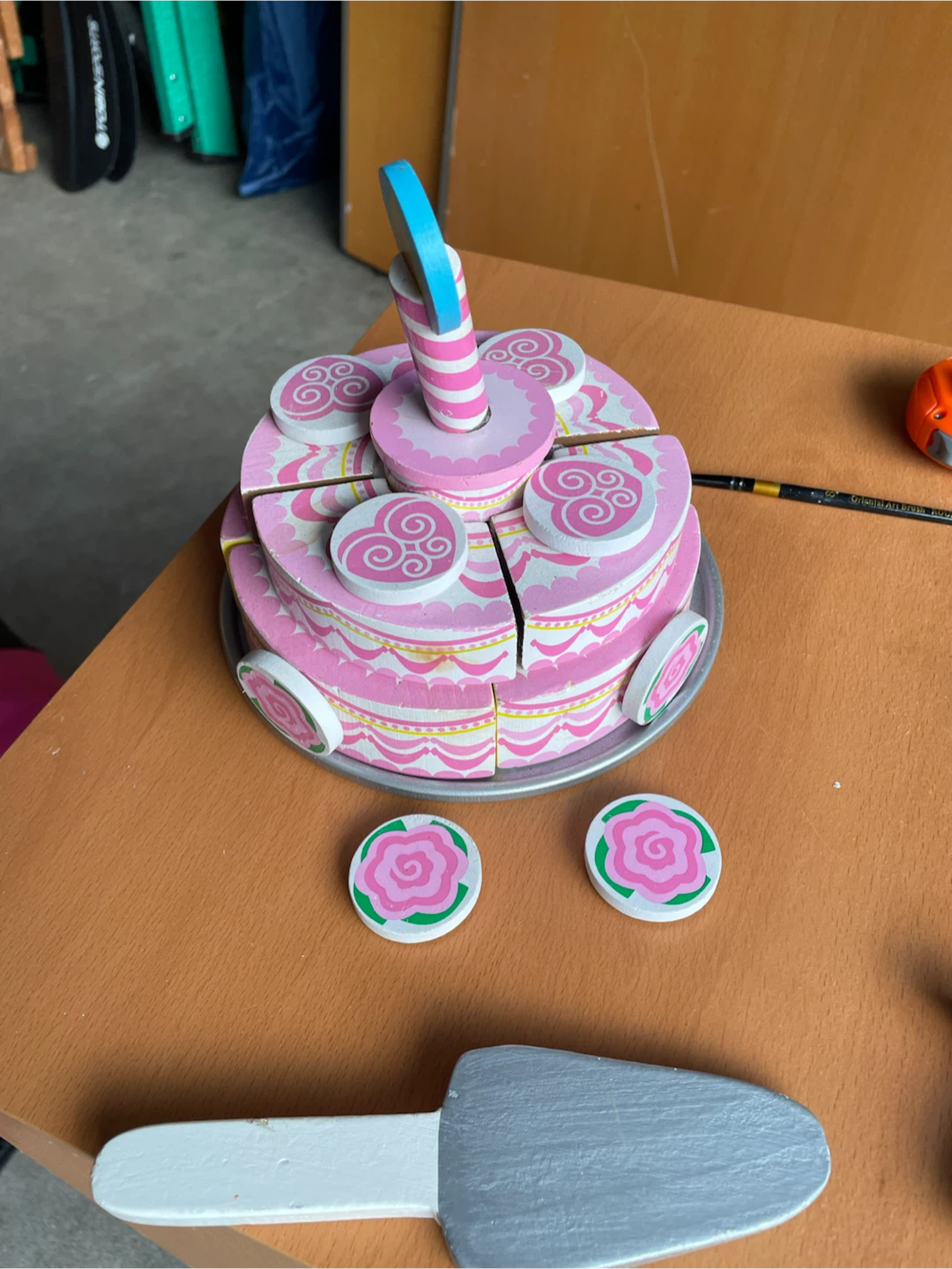 Melissa and Doug Wooden Play Birthday Cake with Knife