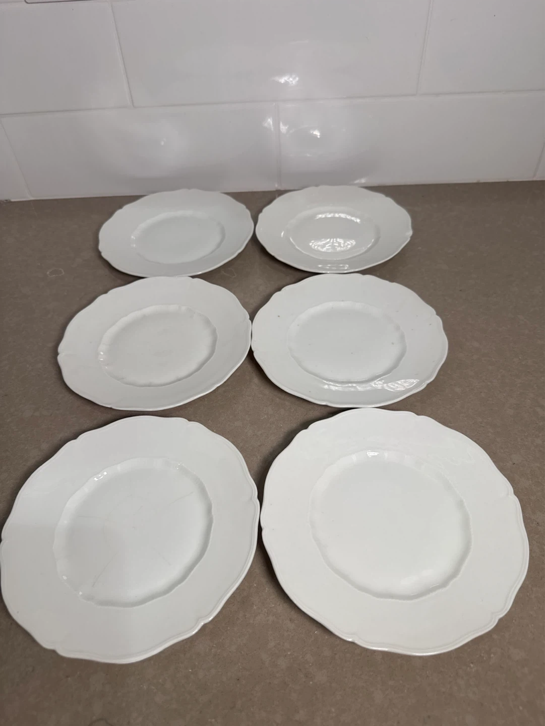 6 Piece Set of Haviland Limoges France White Dinner Plates