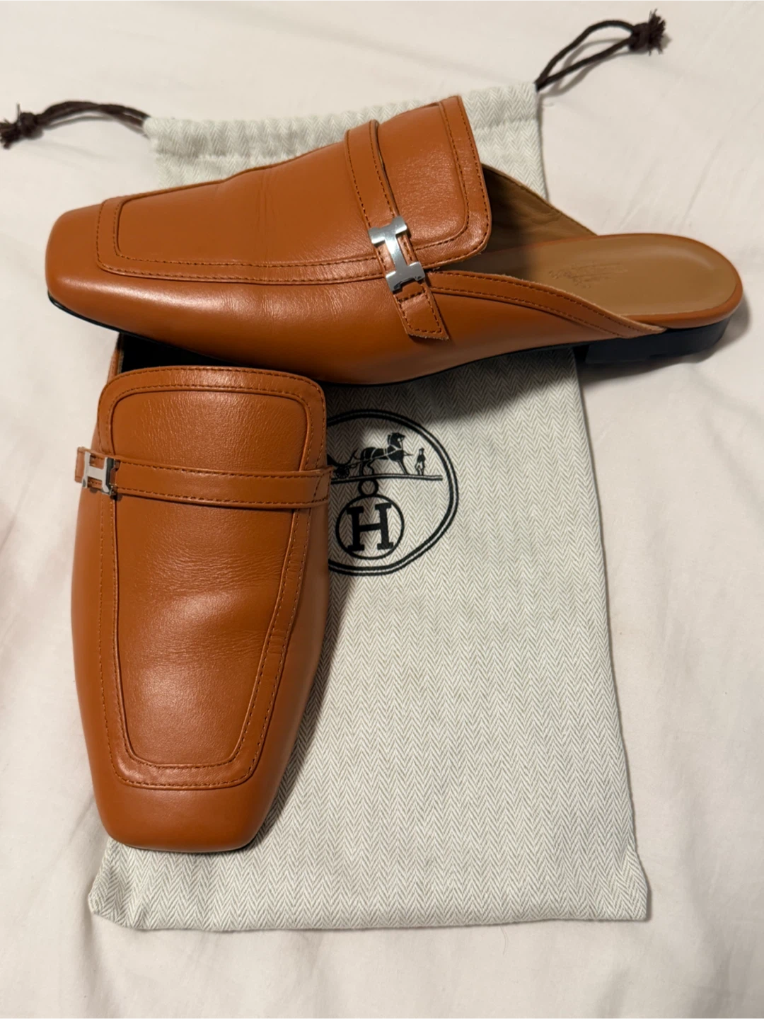 Hermès Brown Leather Mules Size 38 - photo 2