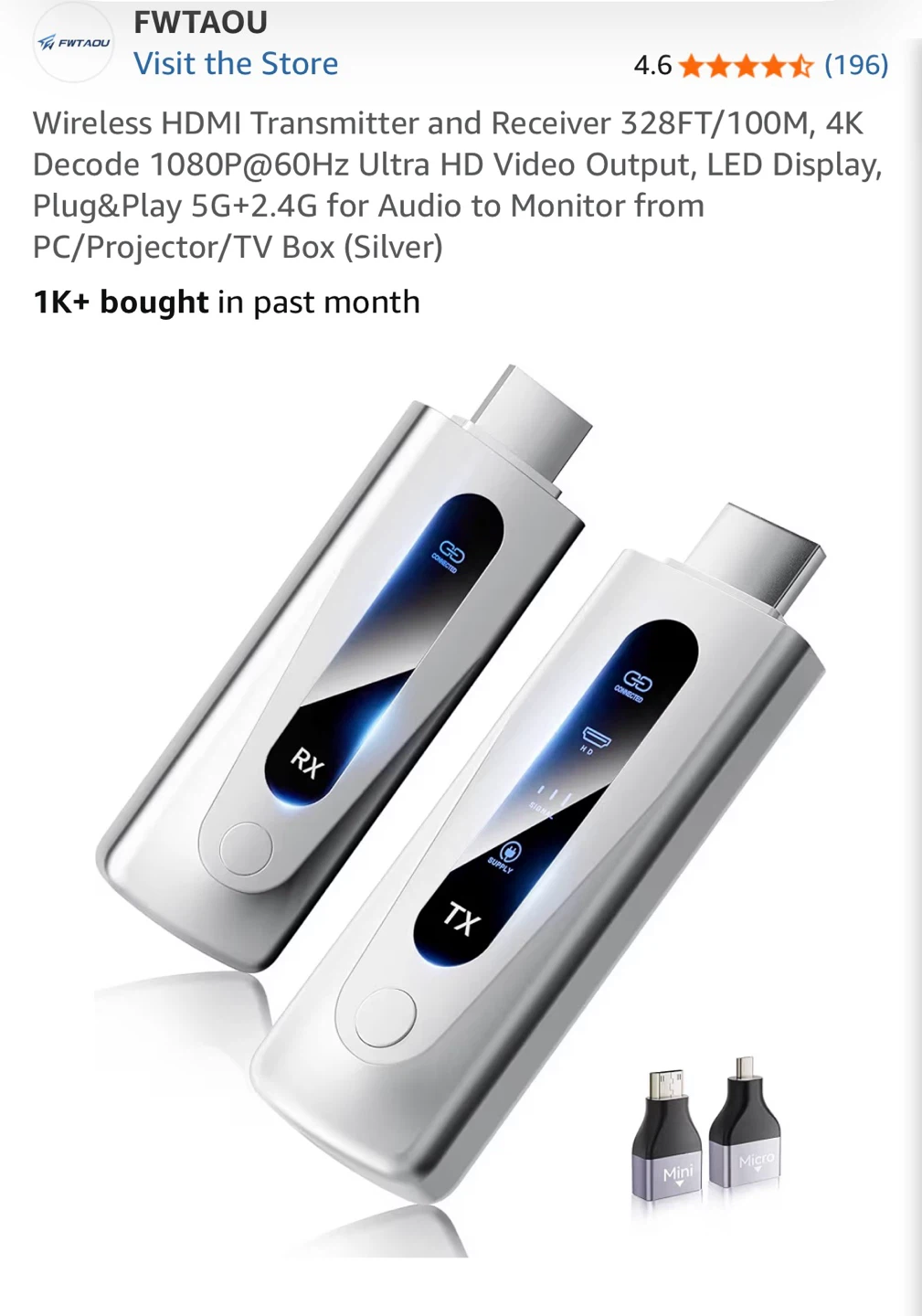 Grimm Wireless HDMI Transmitter & Receiver 328ft/100m