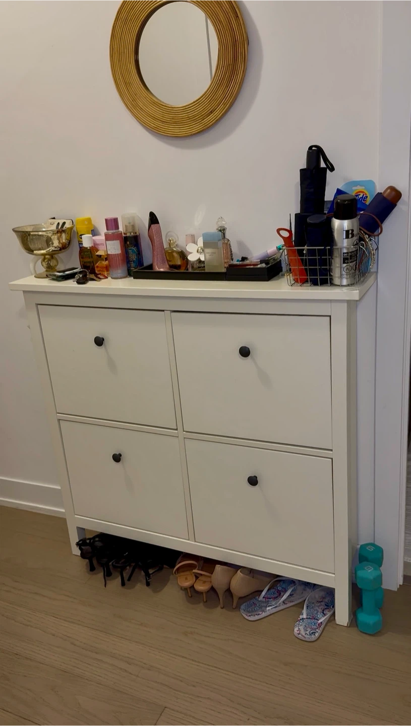 IKEA HEMNES Shoe Cabinet in White Entryway Console Storage